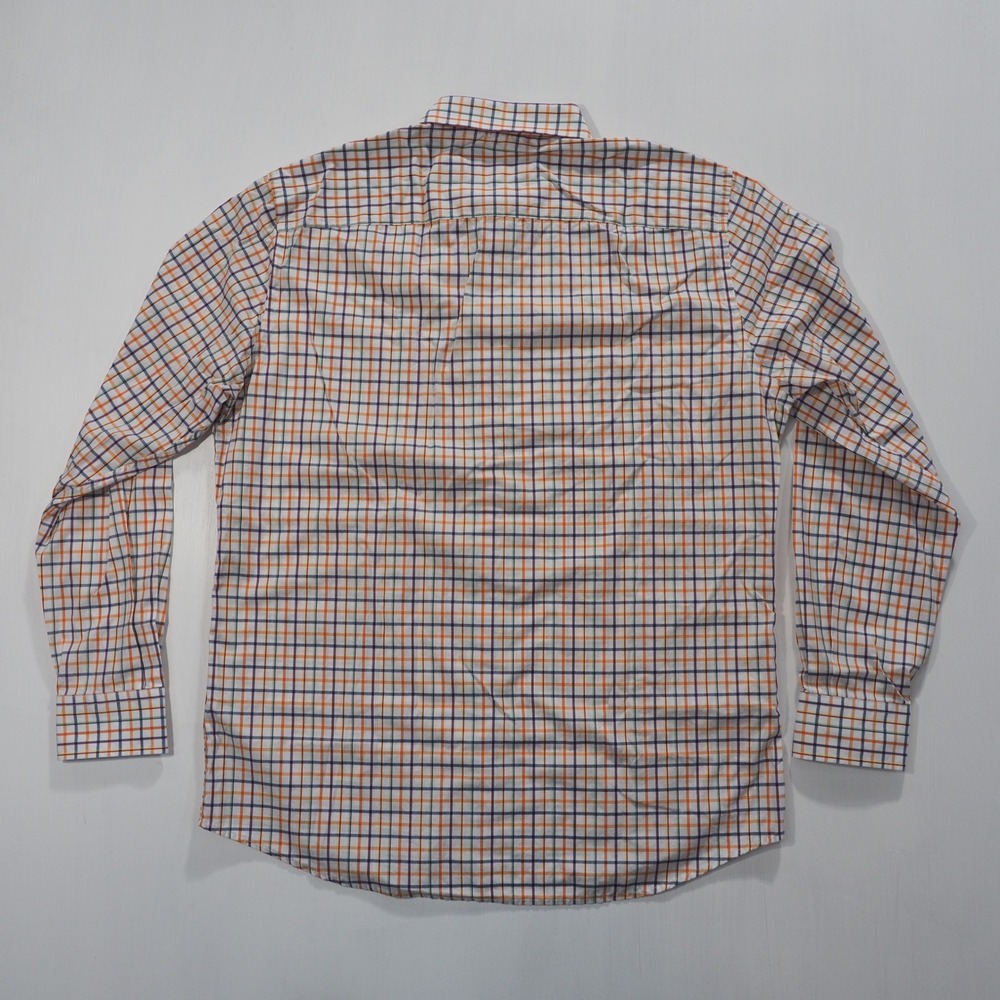 Johnston Murphy Shirt Mens Large Blue Orange Tattersall Long Sleeve Button Down - Picture 2 of 9